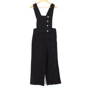 Böhme Corduroy Overall Womens Casual Black Jumpsuit Buttons Front Size Small S